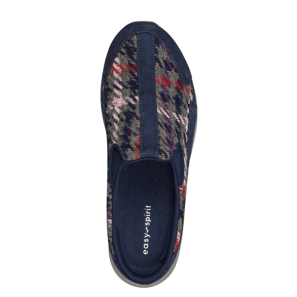 NWOT Easy Spirit Traveltime 563 Clogs Navy Plaid Sz 10 narrow - Picture 3 of 5